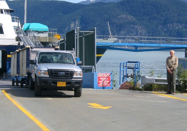 Tom watching Ferry Unload img_2425